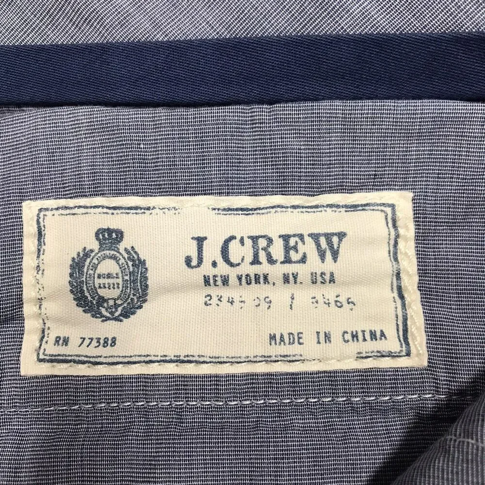 J CREW Seersucker Shorts Men 34 Blue Hickory Railroad Stripe Flat Front Chino